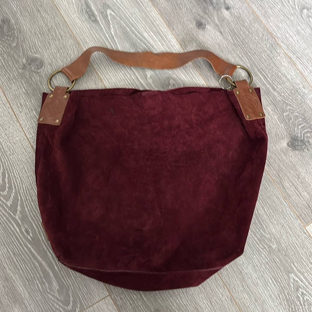 Bob Timberlake Red Suede Hobo Bag NWT